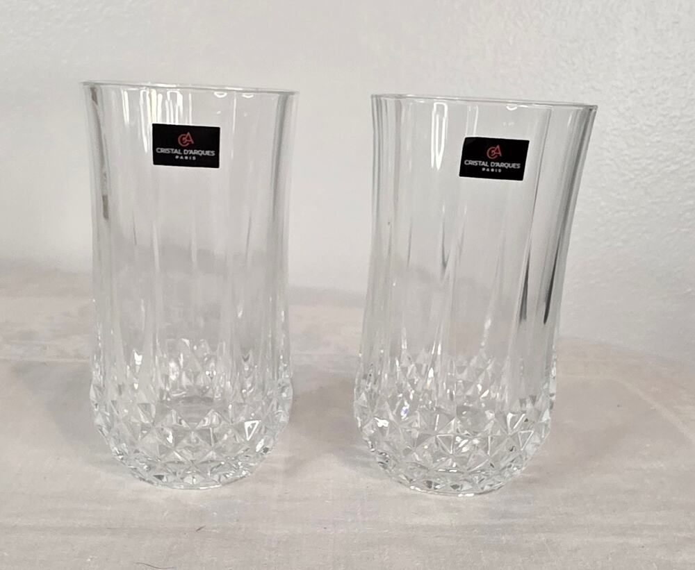 2 Cristal D'Arques Paris Durand Crystal Highball Glasses 5 1/4" Discontinued NOS